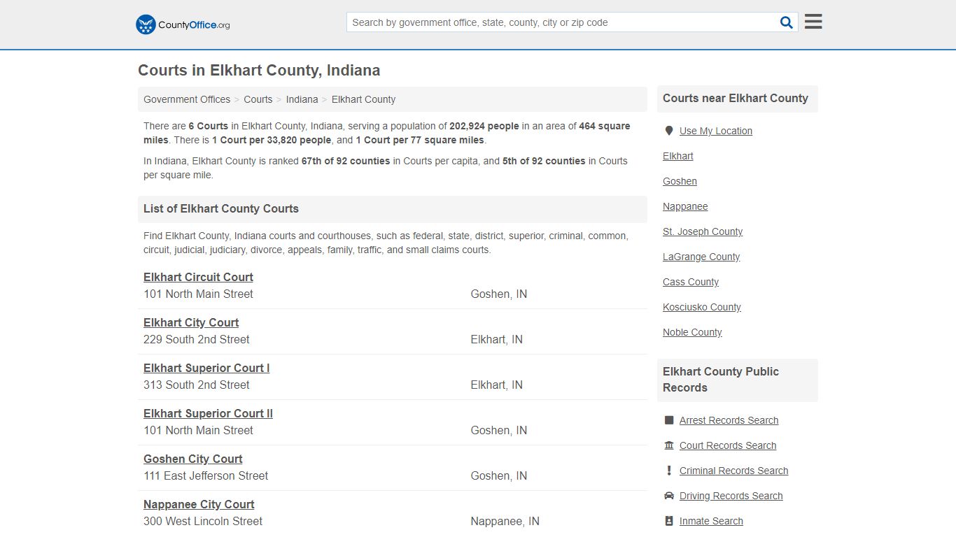 Courts - Elkhart County, IN (Court Records & Calendars)