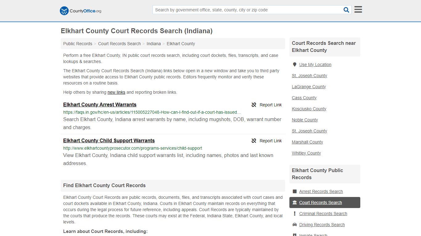 Elkhart County Court Records Search (Indiana) - County Office